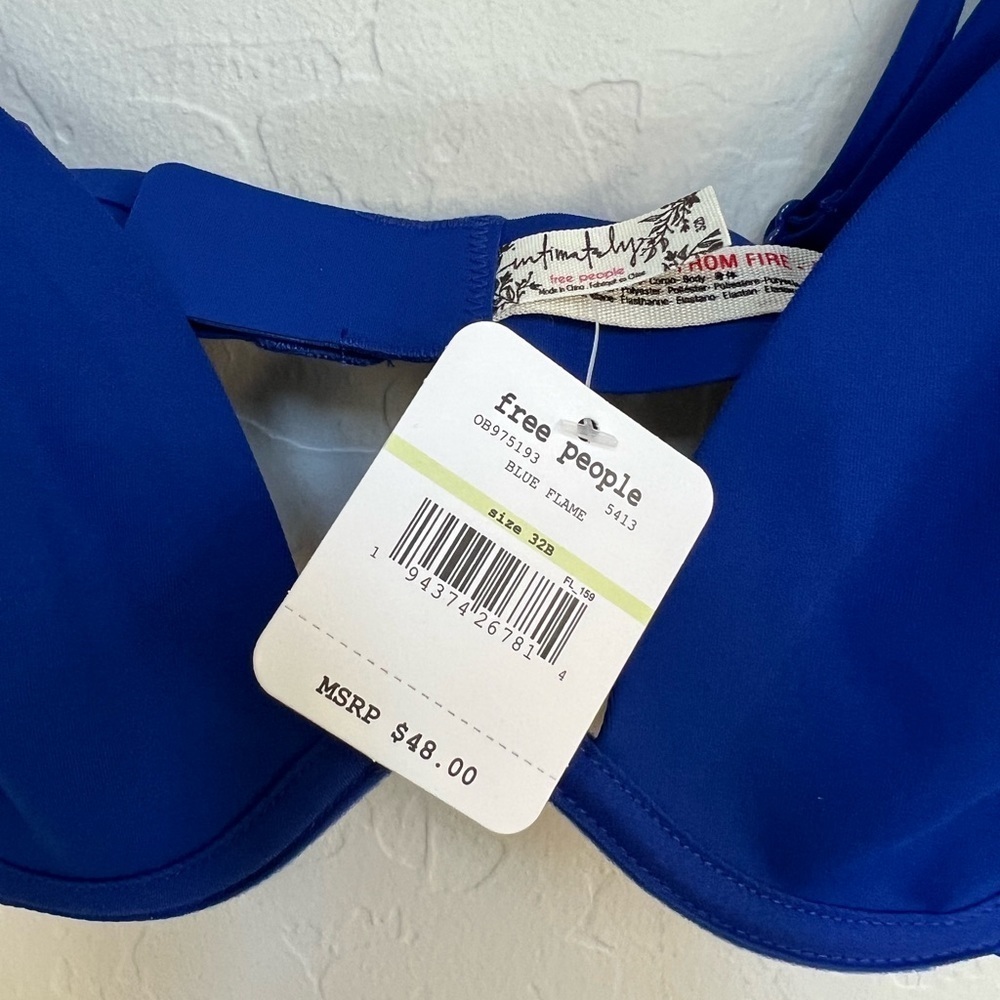 Free People INTIMATELY Ari Underwire Neo Bra In Blue Flame size 32B - Picture 4 of 6